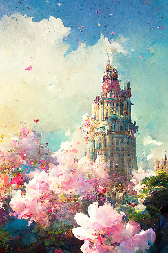 Fleurs Jardin Château Toile de Fond Fine Art M5-153