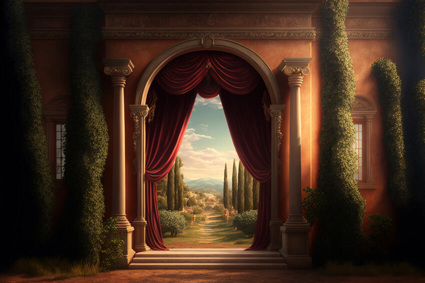 Porte en Arche à l'extérieur de la toile de fond de la salle de paysage M5-35