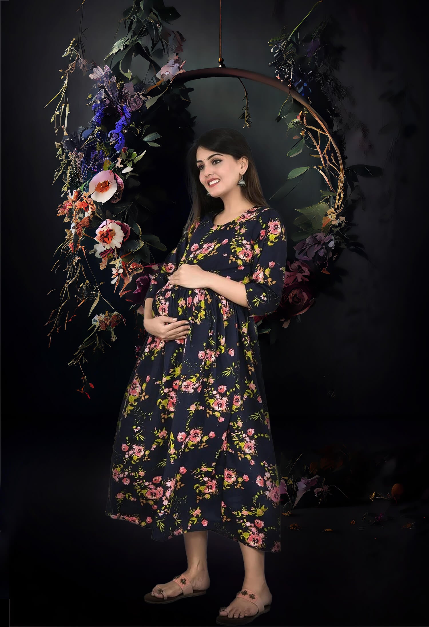 Anneau Floral Abstrait Portrait photographie Toile de Fond M5-70