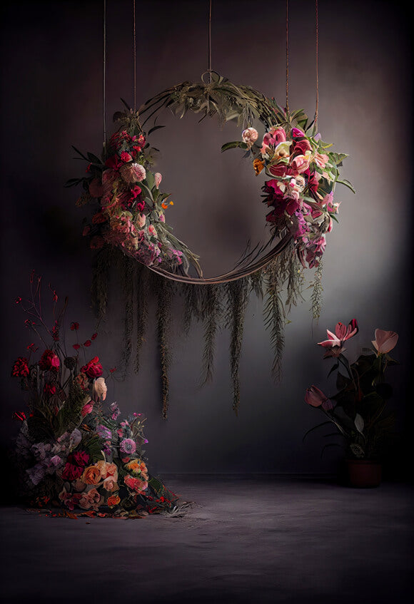 Fleurs Suspendues Guirlande Abstraite Toile de Fond M5-71
