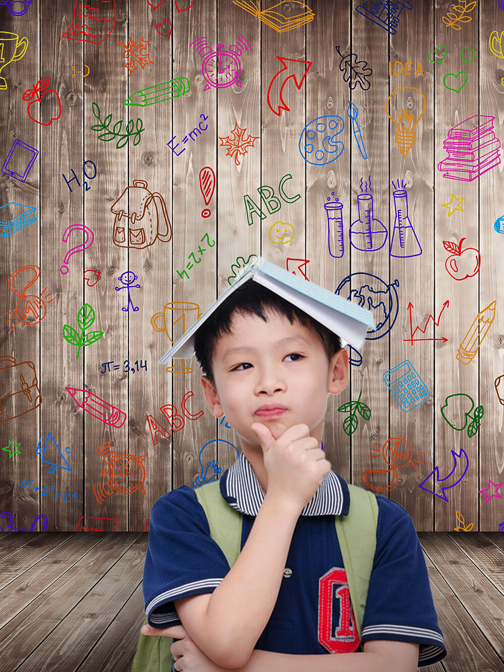 Retour à L'école Crayon Griffonnage Toile de Fond en Bois M5-86