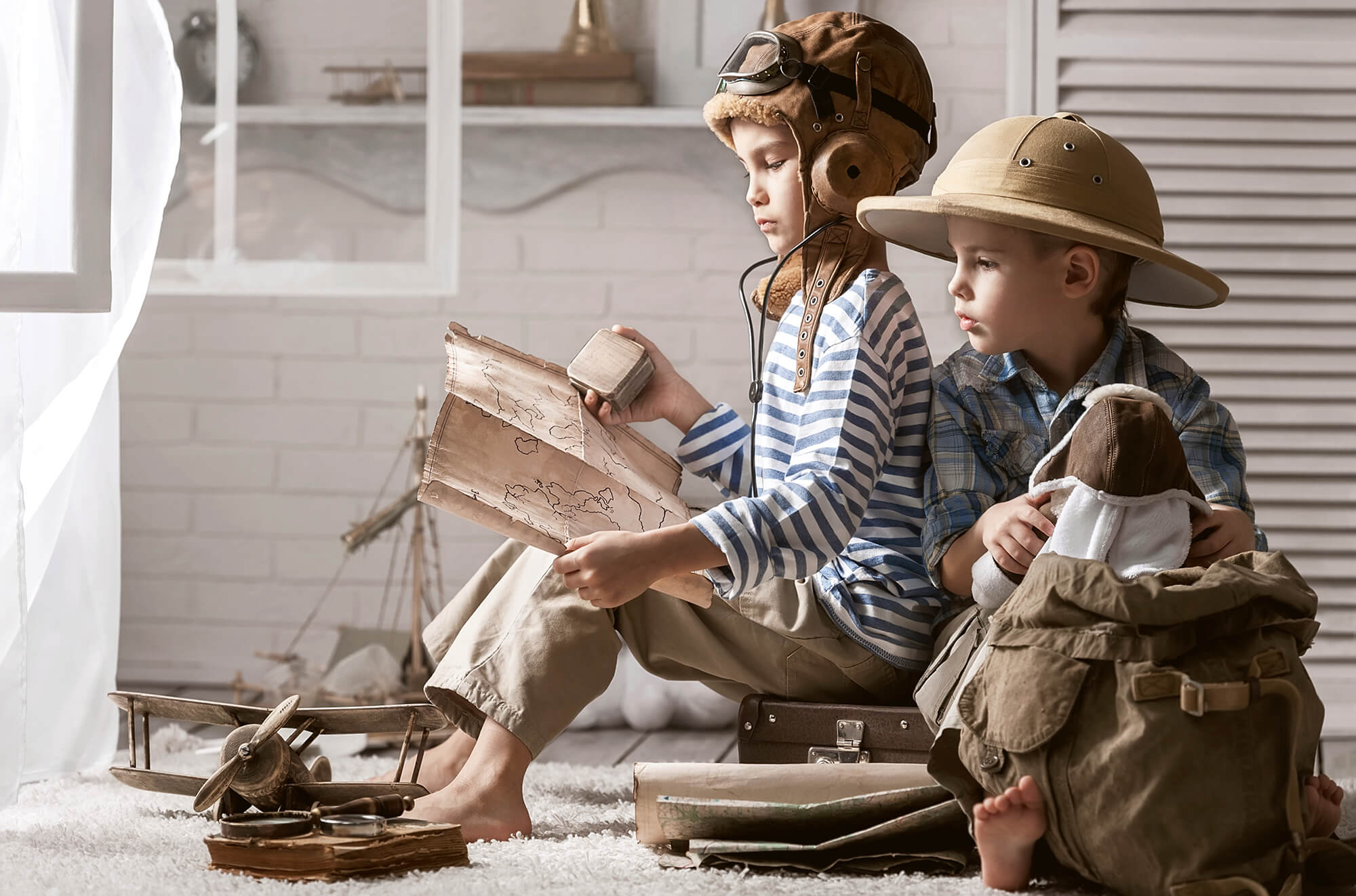 Ancre de Bateau de Voyage Globe Retour à L'école Toile de Fond M6-08