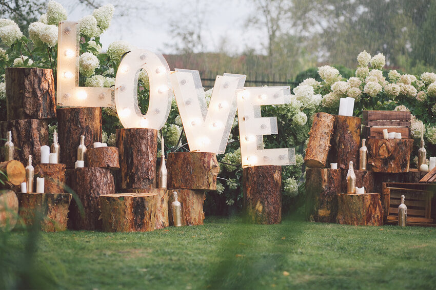 LOVE Lettres Souches Fleur Décor de Mariage Toile de Fond M6-22