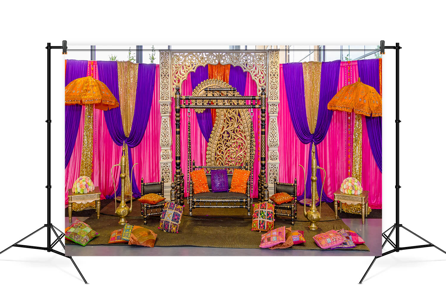 Rideau de Rideaux Colorés Toile de Fond de Mariage Indien M6-42