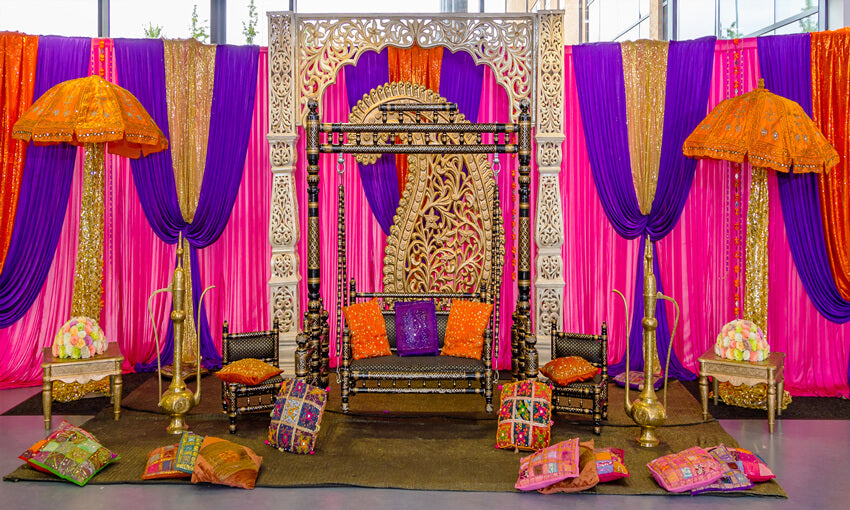 Rideau de Rideaux Colorés Toile de Fond de Mariage Indien M6-42
