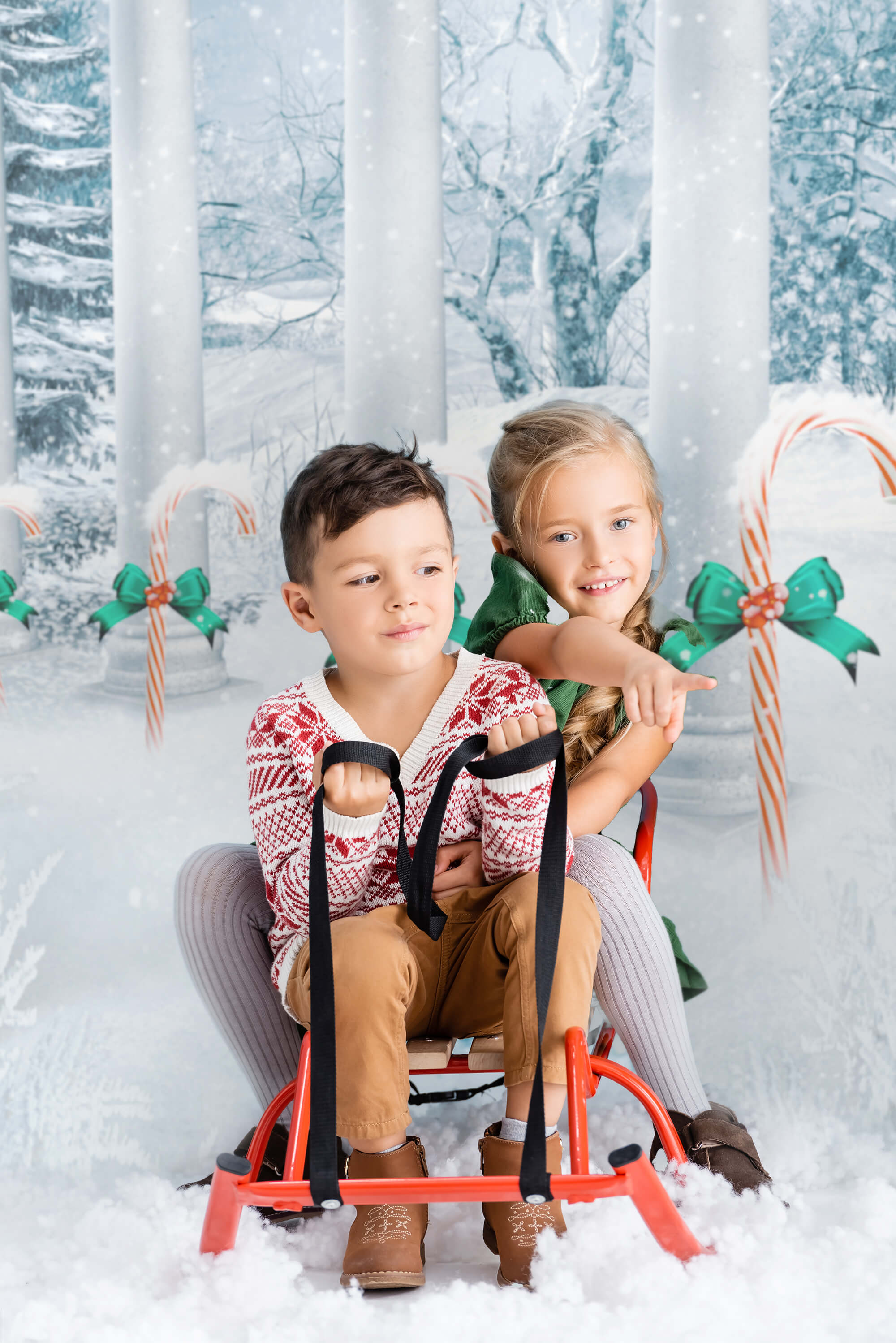 Candy Canes Noël Hiver Neige Toile de Fond M7-04