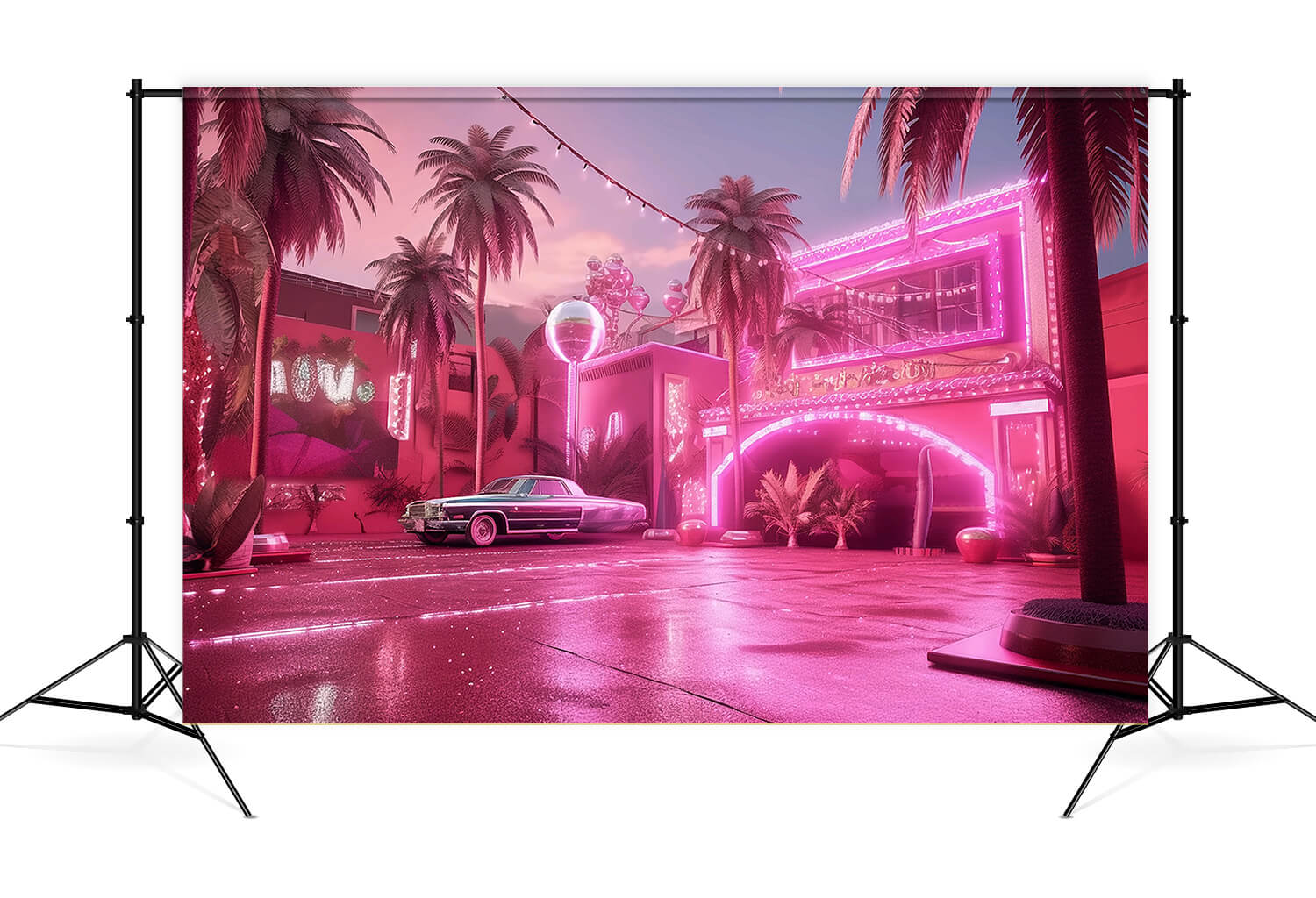 Toile de fond Lumineuse Poupée de Mode Maison Rose M7-102