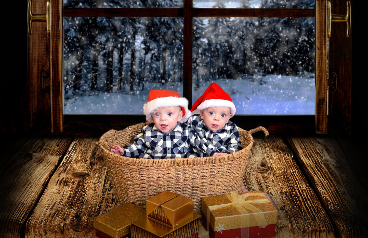 Toile de Fond de Vue de Fenêtre de Neige d'Hiver Floue M7-18