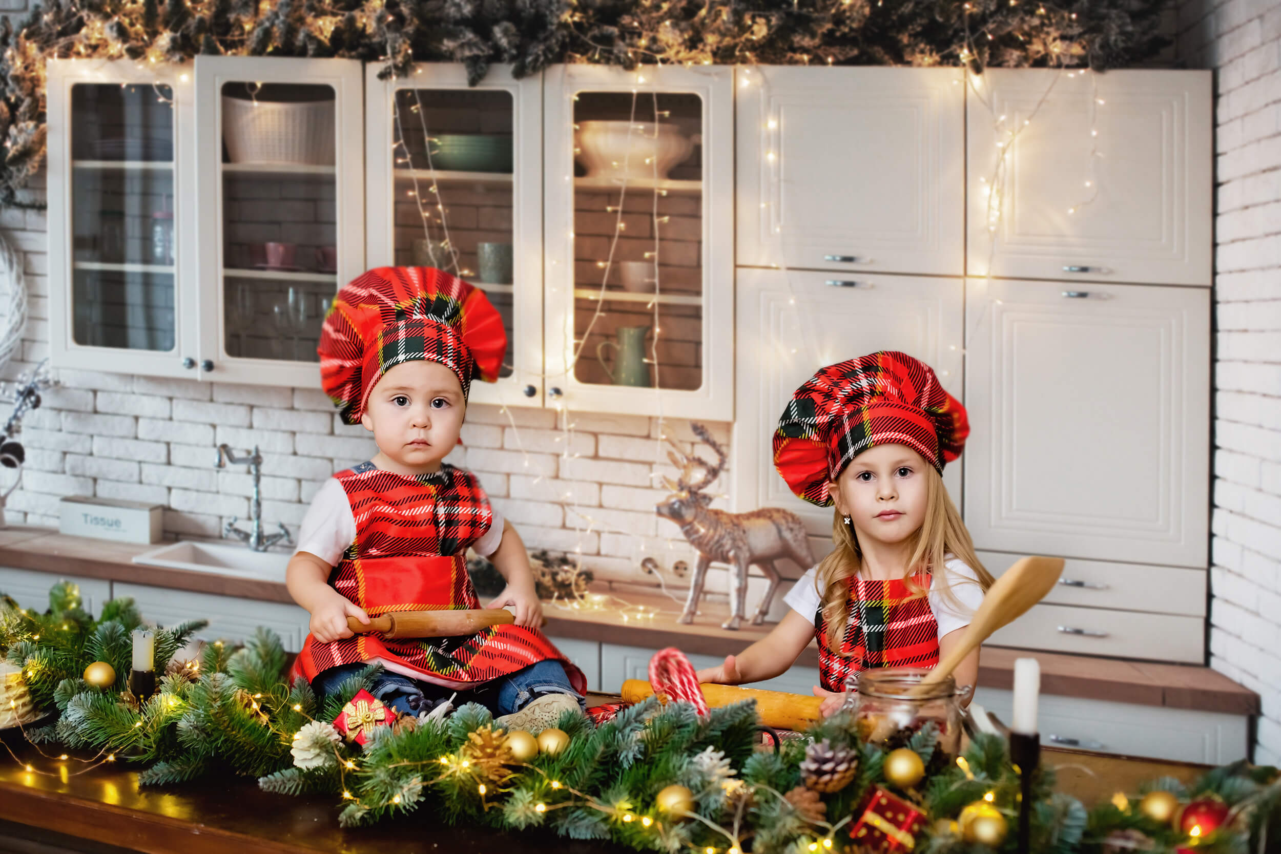 Toile de Fond de Photographie de Cuisine de Noël Décorée M7-28