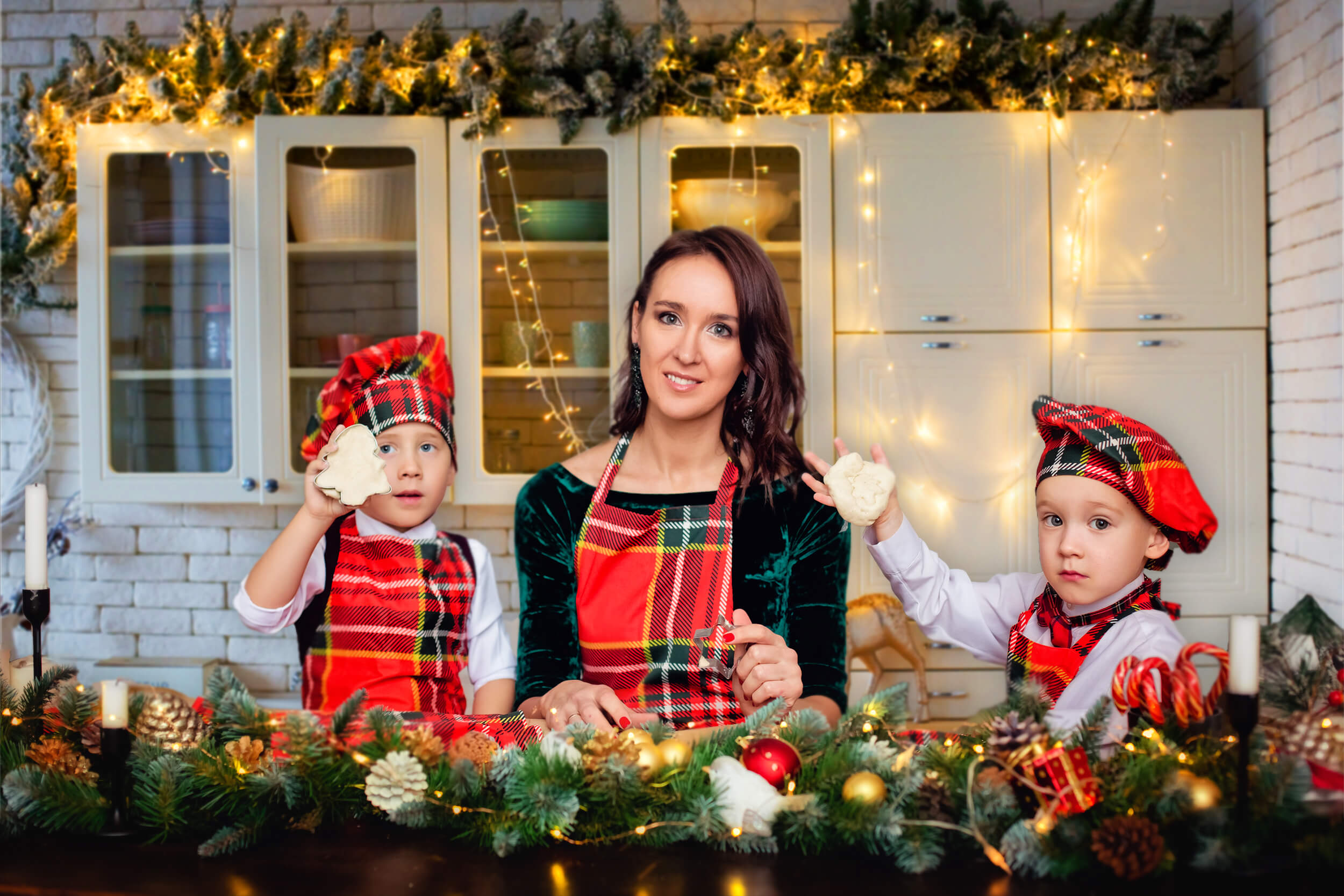 Toile de Fond de Photographie de Cuisine de Noël Décorée M7-28