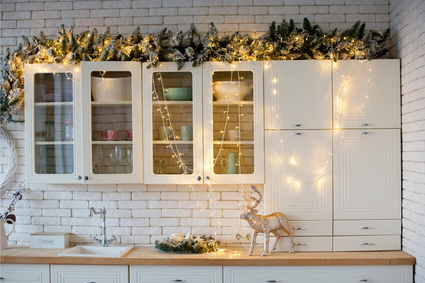 Toile de Fond de Photographie de Cuisine de Noël Décorée M7-28