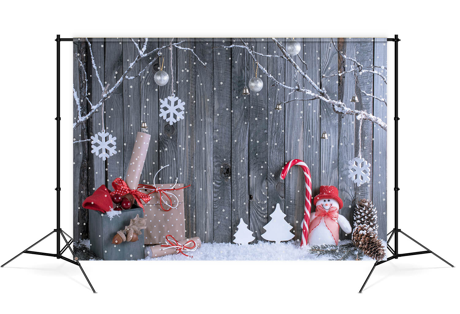 Noël Hiver Bonhomme de Neige Cadeaux Toile de Fond en Bois M7-33