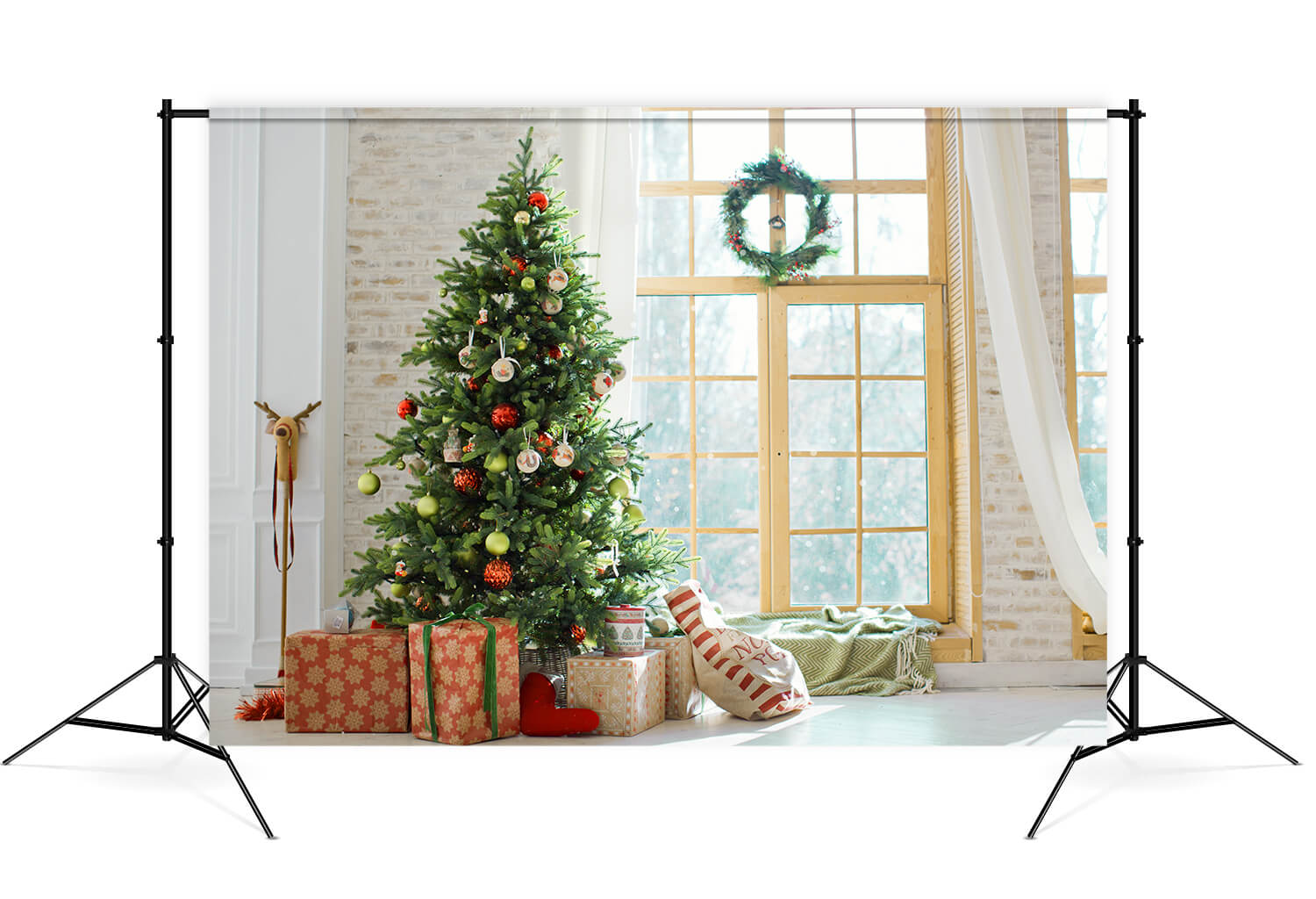 Arbre de Noël Fenêtre Guirlande Photographie Toile de Fond M7-36