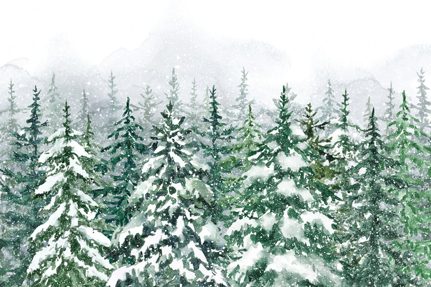 Toile de Fond de Paysage de Neige de Forêt de Pins d'Hiver M7-43