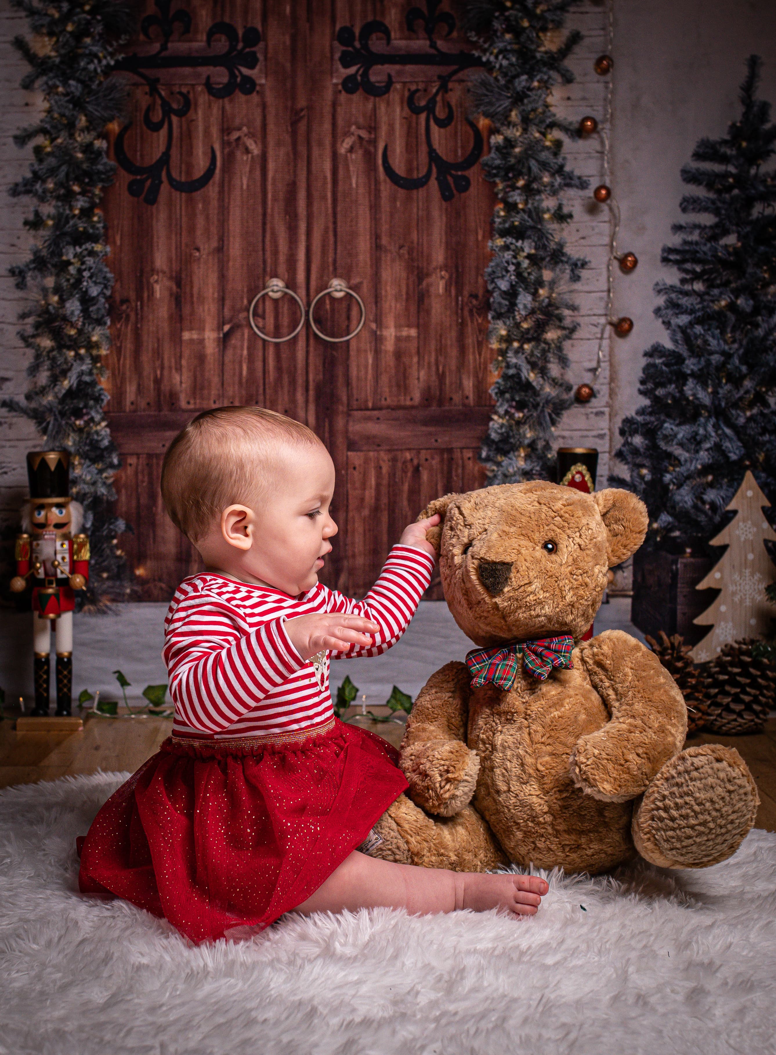 Toile de Fond de mur de Porte en Bois de Sapin de Noël M7-46