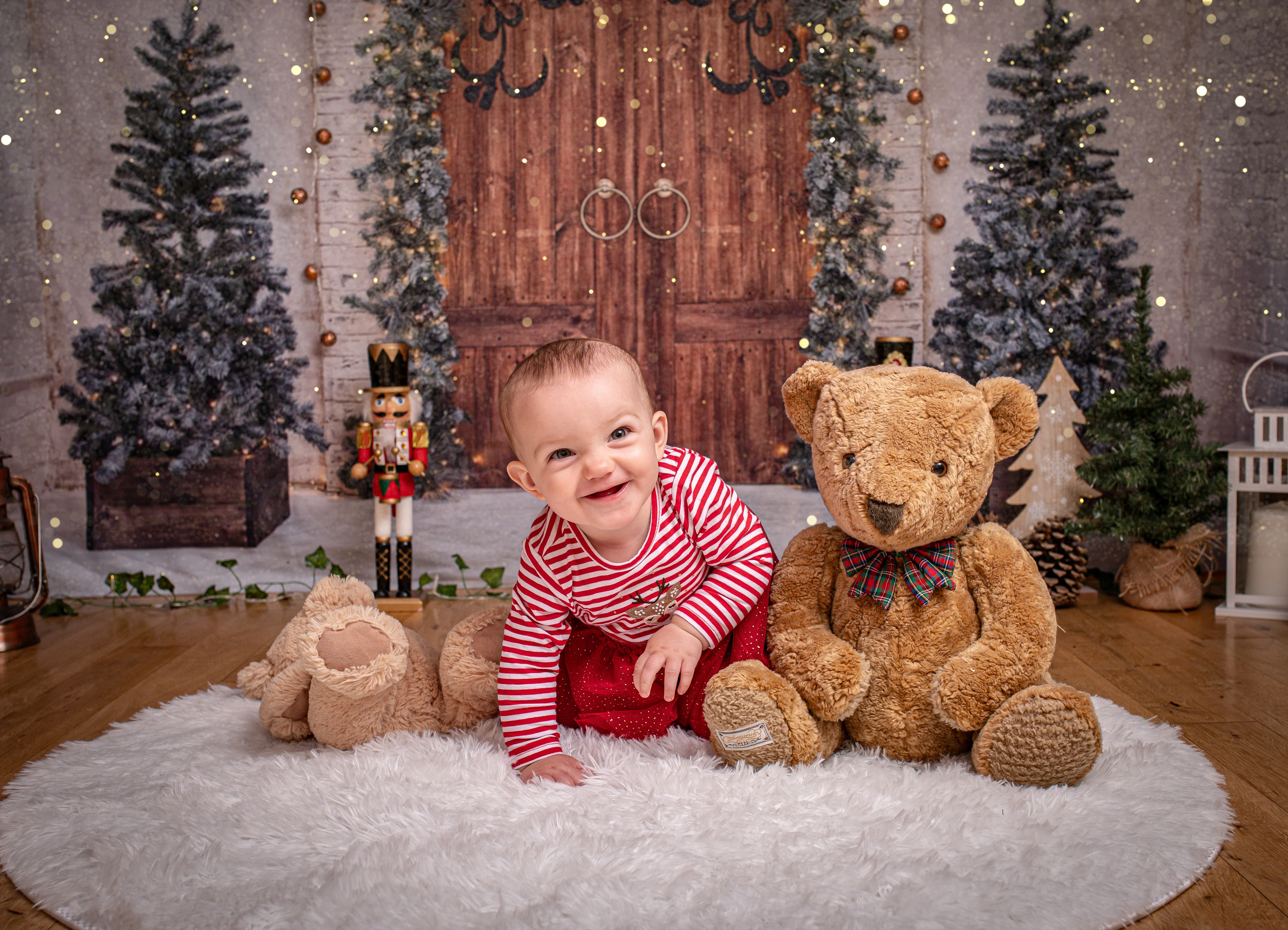 Toile de Fond de mur de Porte en Bois de Sapin de Noël M7-46