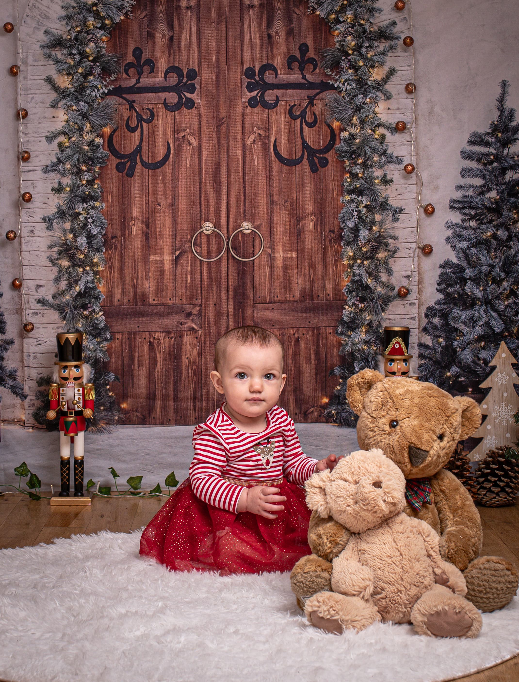Toile de Fond de mur de Porte en Bois de Sapin de Noël M7-46