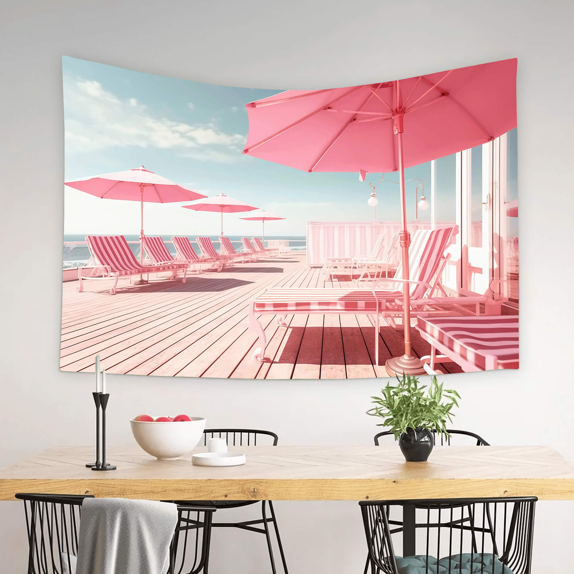 Parapluie de Plage Rose Toile de Fond pour Poupée de Mode M7-97