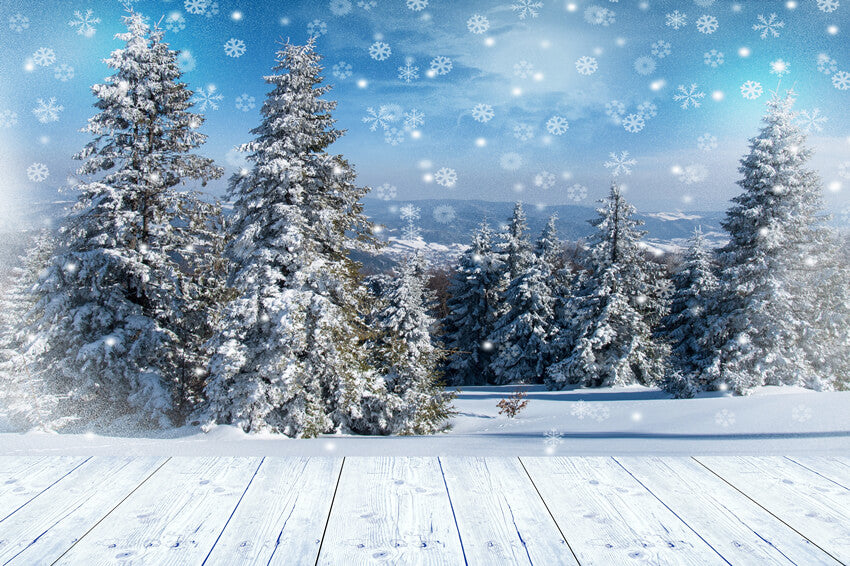 Toile de fond Forêt d'Hiver Flocon de Neige Pays des Merveilles M8-18