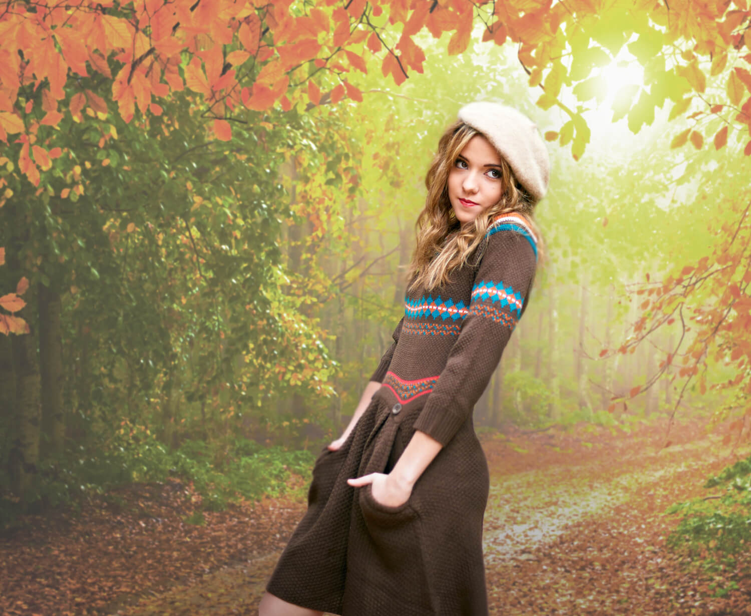 Toile de Fond Forêt d'Automne Feuilles d'Erable Scénario M8-28