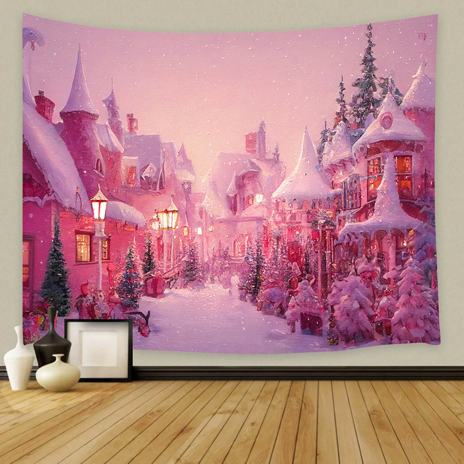 Toile de Fond pour la Ville de Noël Rose M8-42
