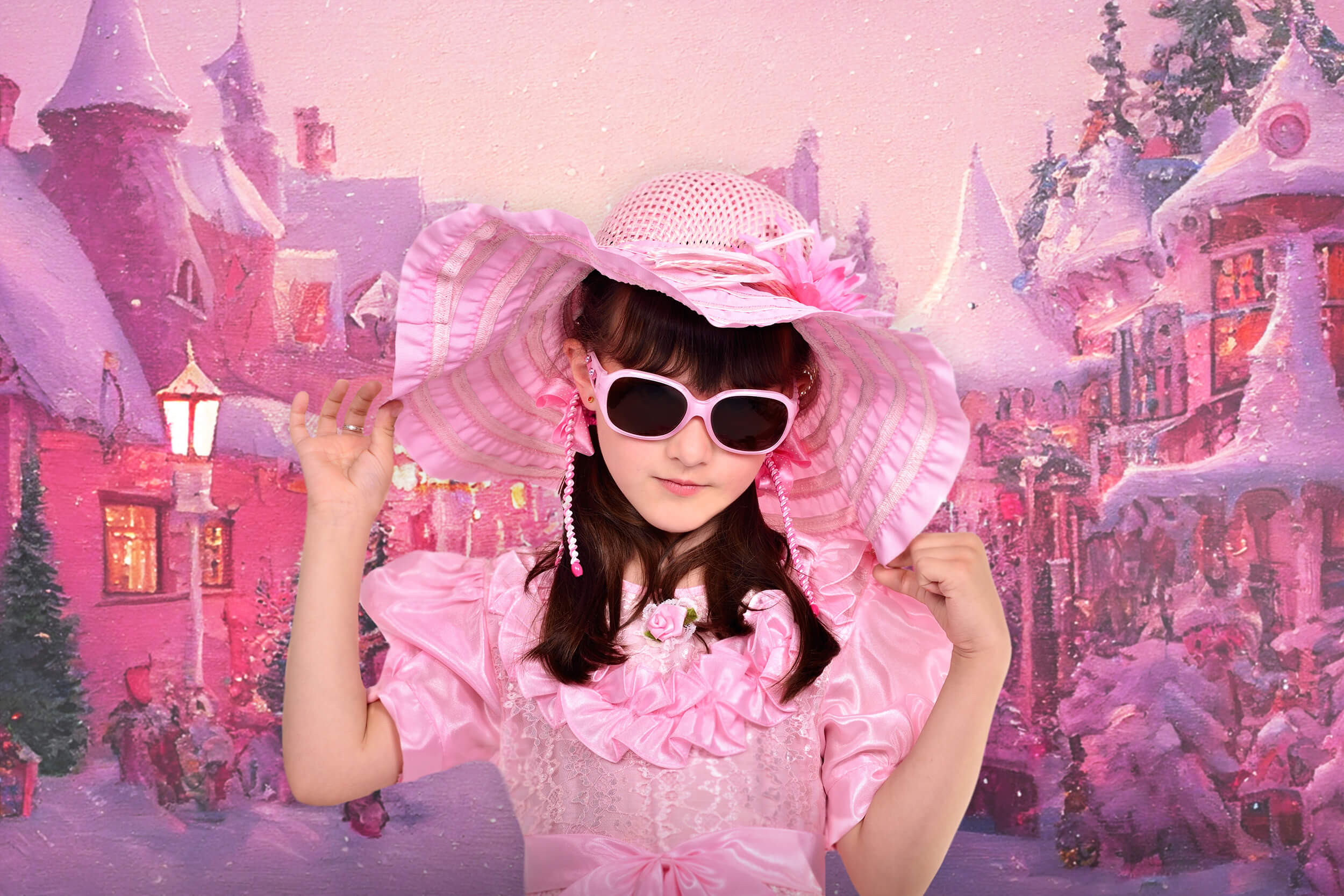 Toile de Fond pour la Ville de Noël Rose M8-42