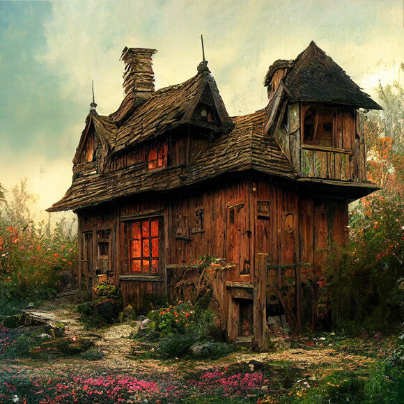 Toile de Fond Cabane Forêt Paysage M8-45