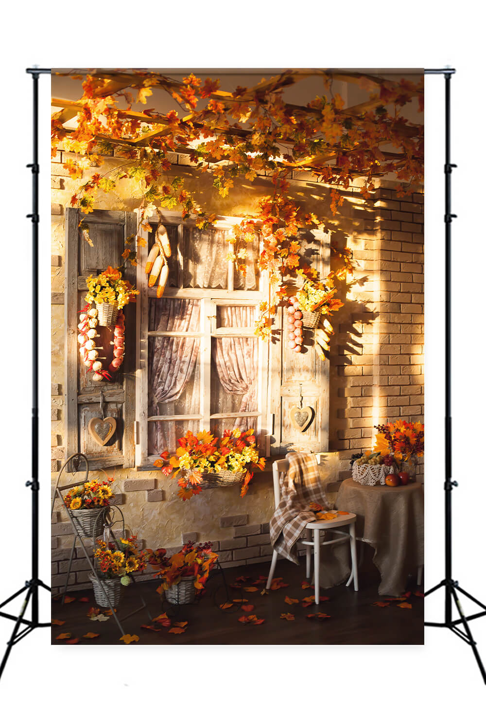 Toile de Fond Automne Thanksgiving Rural Maison Cour M8-55
