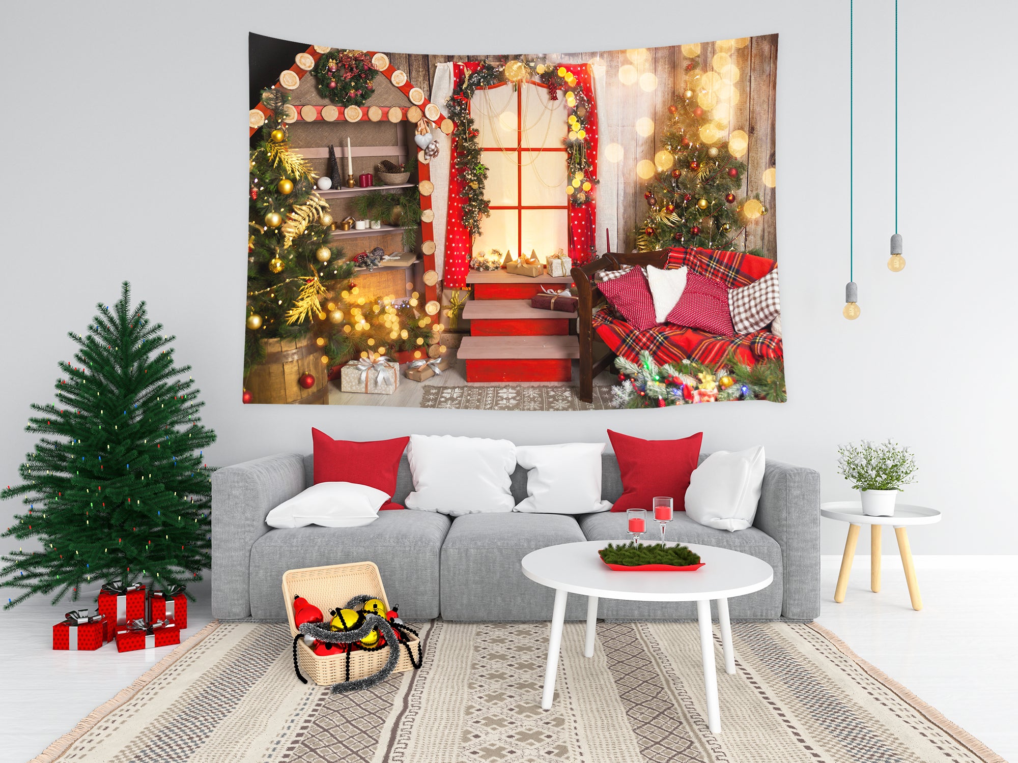 Arbre de Noël Bokeh Halos Tapisserie Home Decor T-M8-60