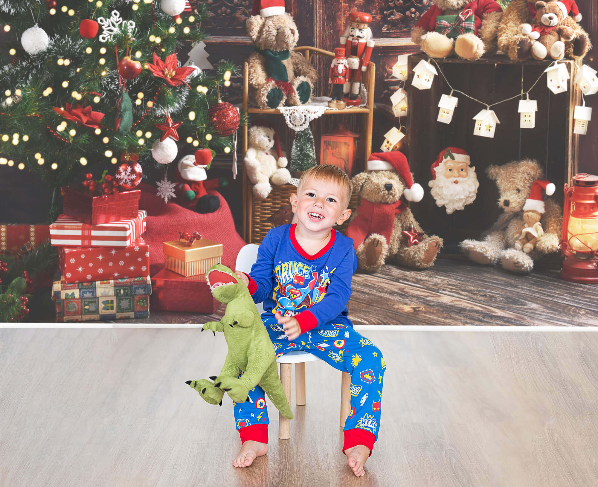 Toile de Fond Arbre de Noël Décoration Oursons M8-61