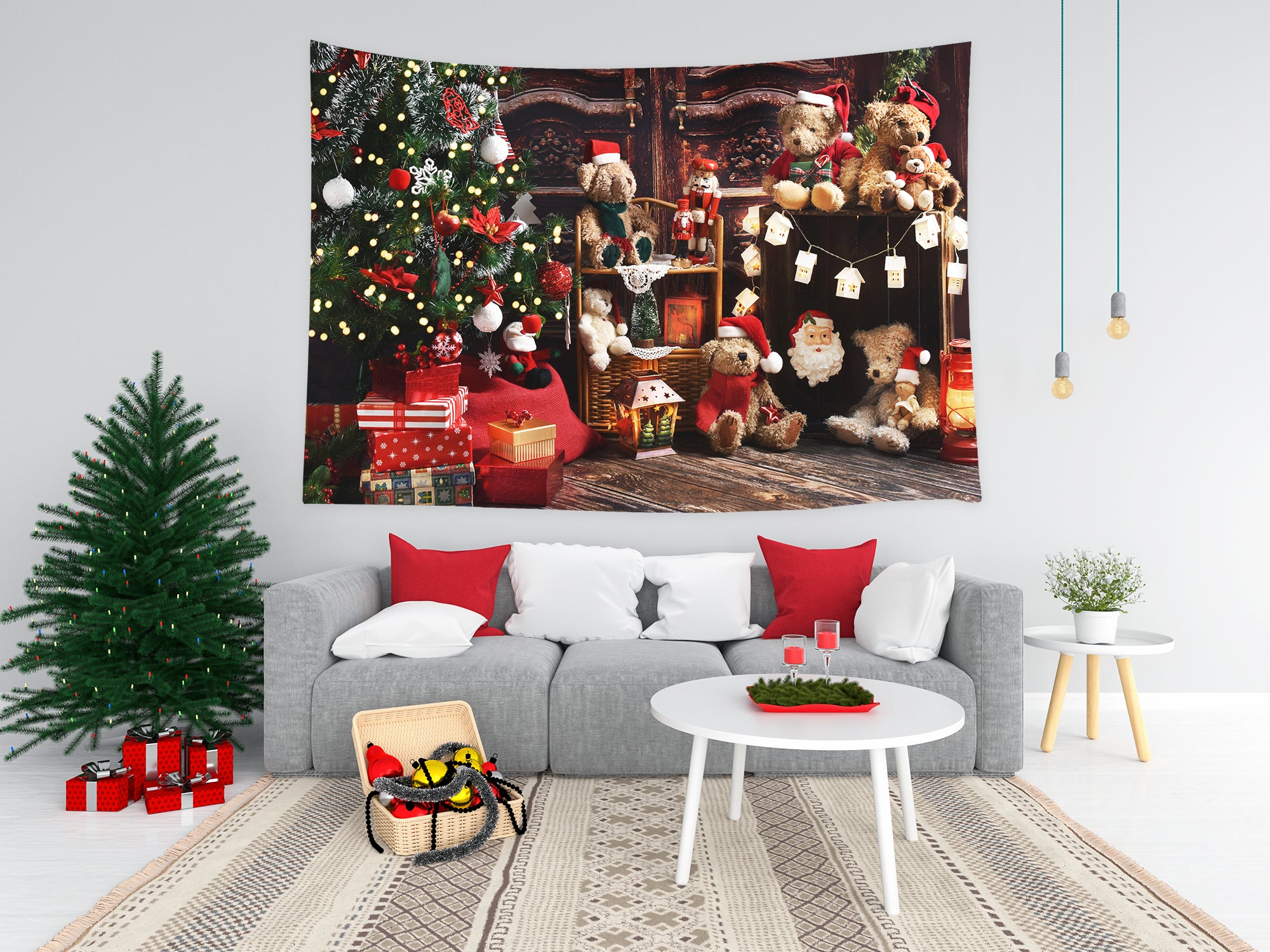 Tapisserie murale de Noël avec décoration oursons T-M8-61