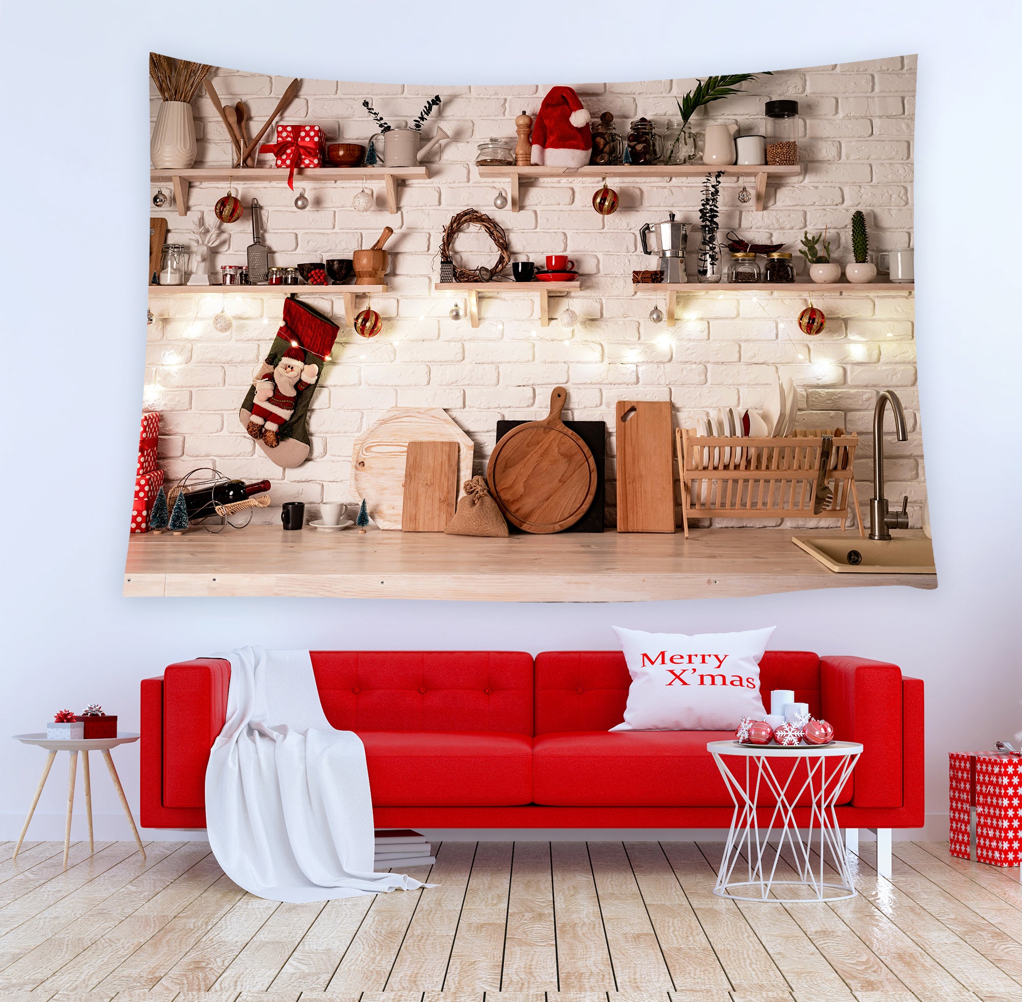 Tapisserie de décoration de festival sur le thème de la cuisine de Noël T-M8-62