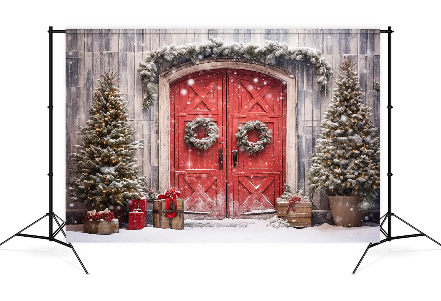 Toile de Fond Décoration de Noël de Porte Rouge M8-65