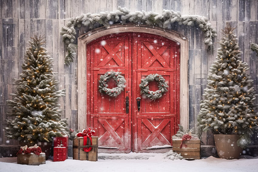 Toile de Fond Décoration de Noël de Porte Rouge M8-65