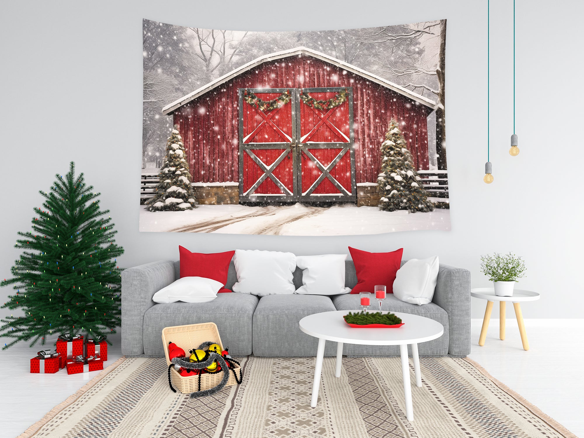 Tapisserie de Noël en bois rouge Cadeau unique T-M8-66