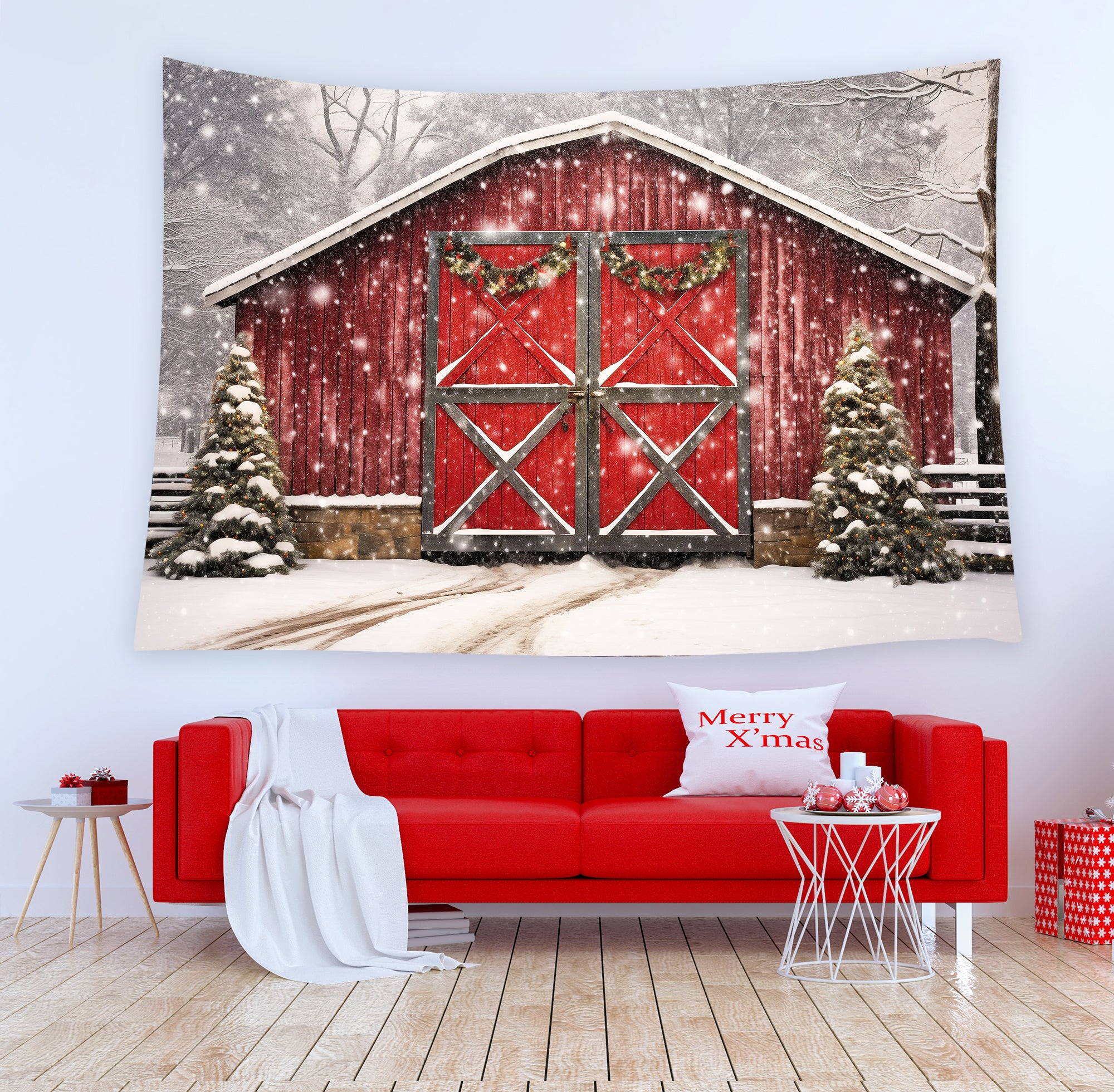 Tapisserie de Noël en bois rouge Cadeau unique T-M8-66