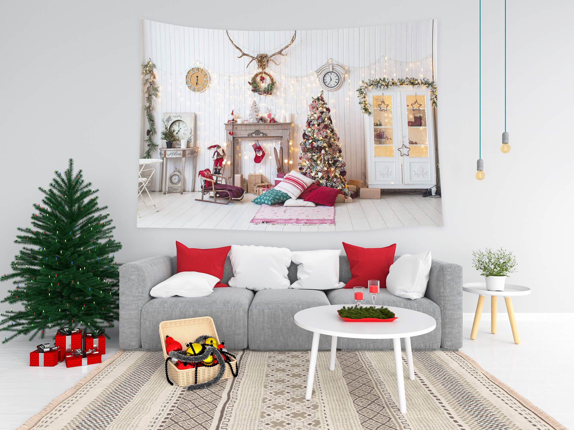 Toile de Fond pour Salon Décoré de Noël M8-70