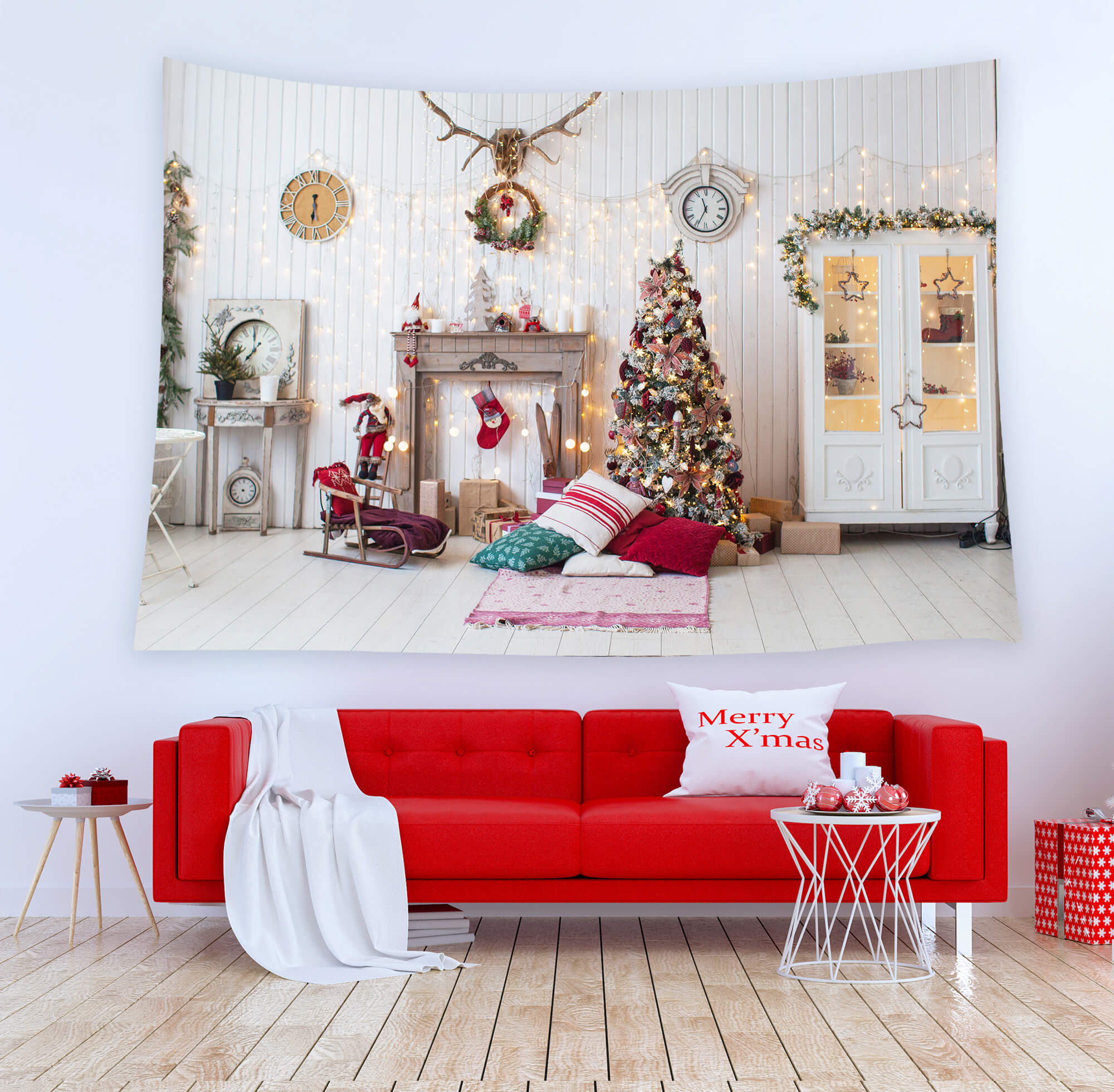 Toile de Fond pour Salon Décoré de Noël M8-70