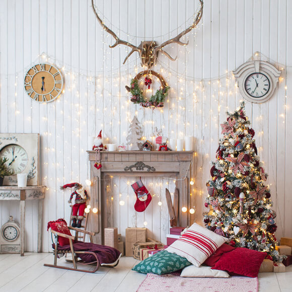 Toile de Fond pour Salon Décoré de Noël M8-70