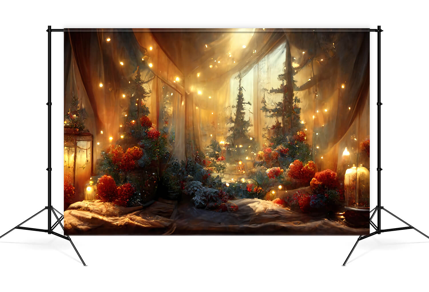 Toile de Fond Arbres de Noël à l'Intérieure de Maison M8-73