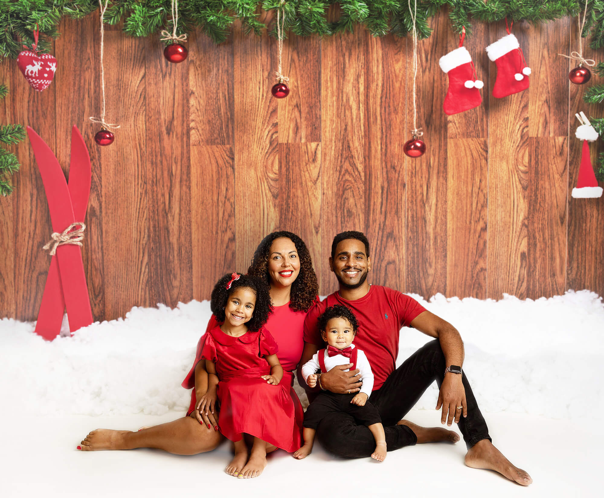 Toile de Fond Bas de Noël Planche de Bois de Neige M9-04