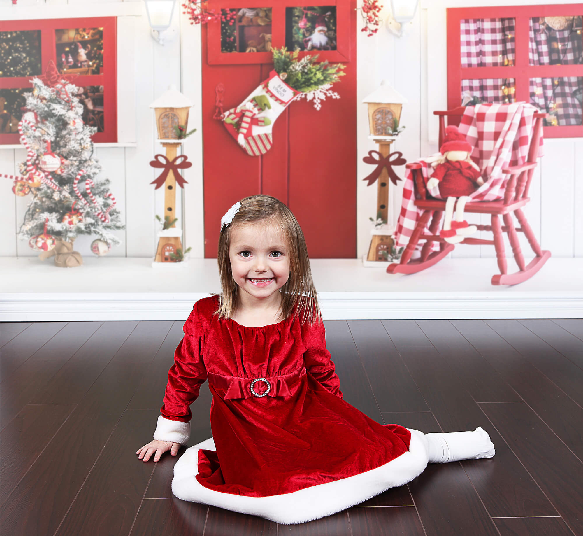 Toile de Fond Porte Décorée de Noël pour la photographie M9-07
