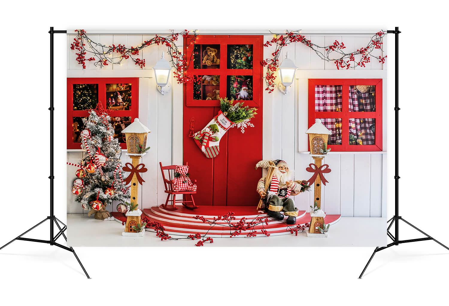 Toile de Fond Joyeux Noël Porte d'Entrée Père Noël M9-08