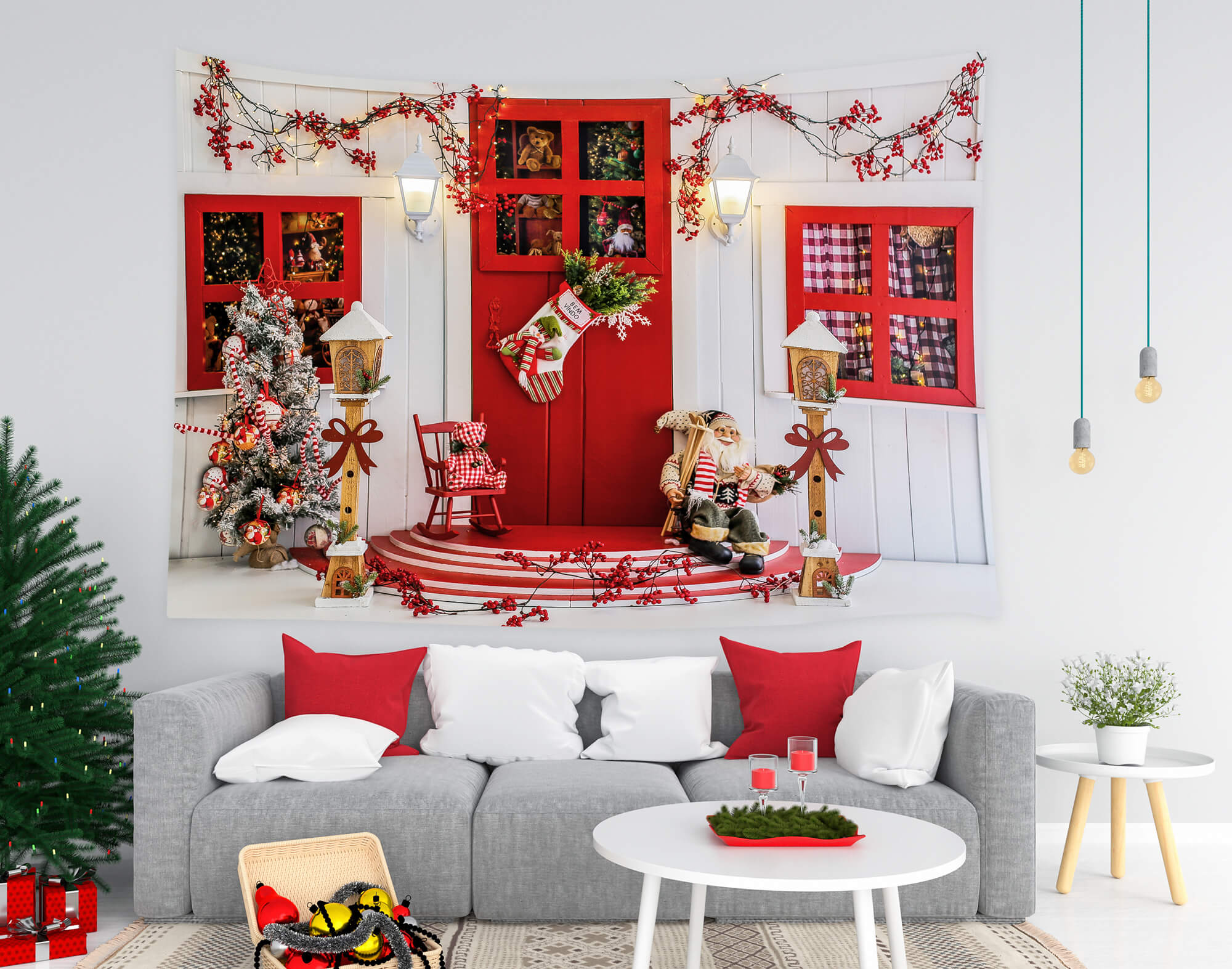 Toile de Fond Joyeux Noël Porte d'Entrée Père Noël M9-08
