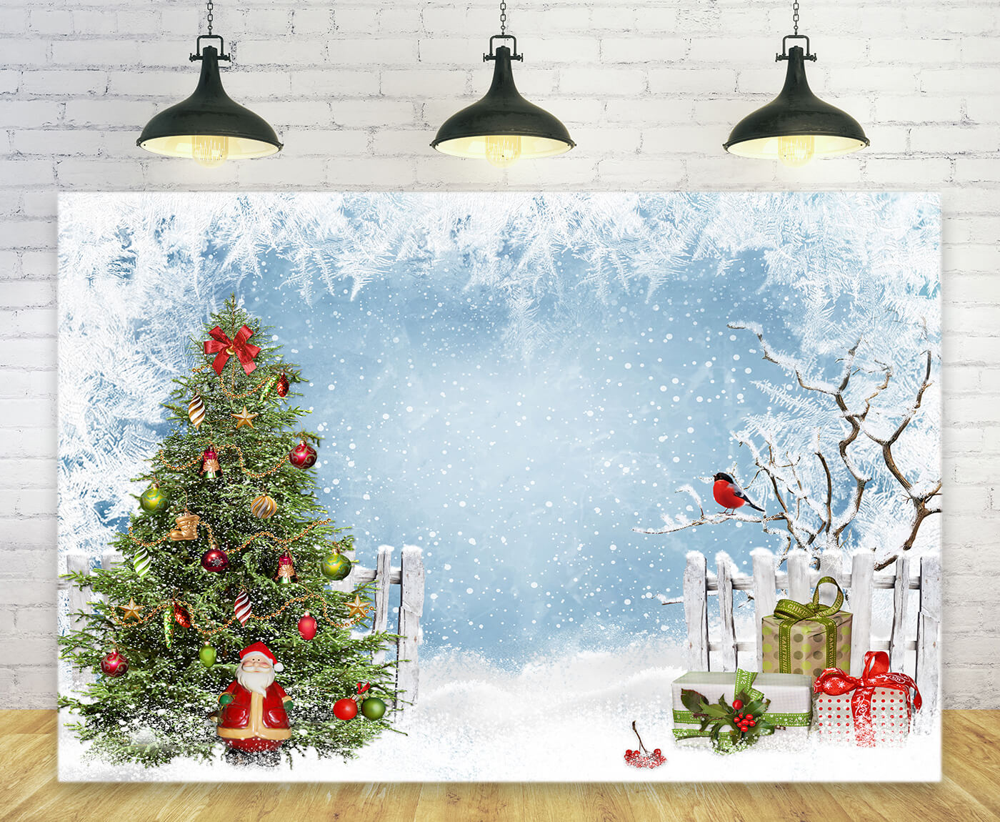 Toile de fond Sapin de Noël Hiver Neige Paysage M9-25