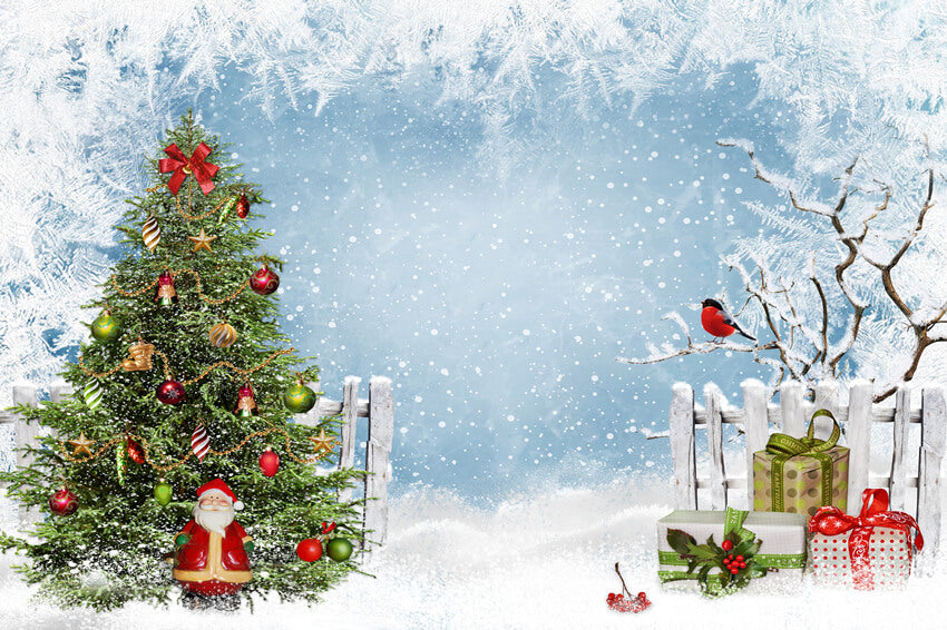 Toile de fond Sapin de Noël Hiver Neige Paysage M9-25