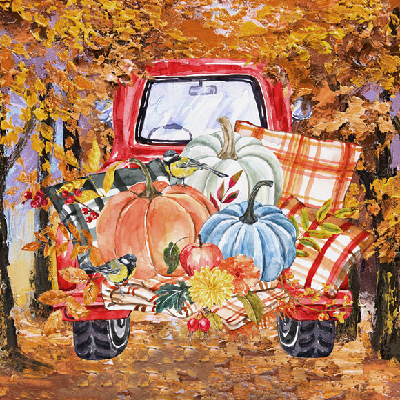Toile de fond citrouille d'automne camion rouge Thanksgiving récolte M9-30