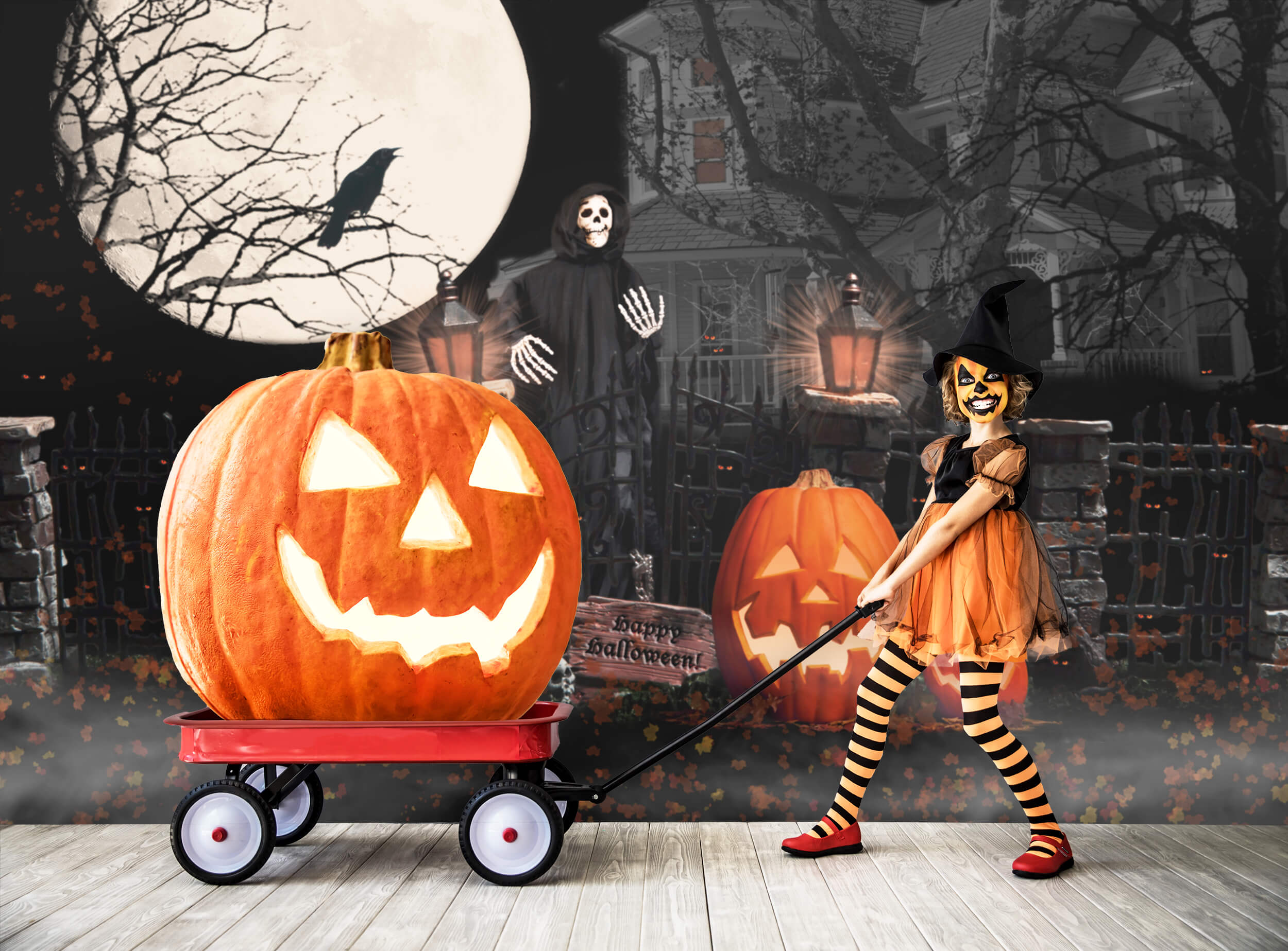 Toile de Fond pour Photographie Fantômes Tombes Halloween M9-49