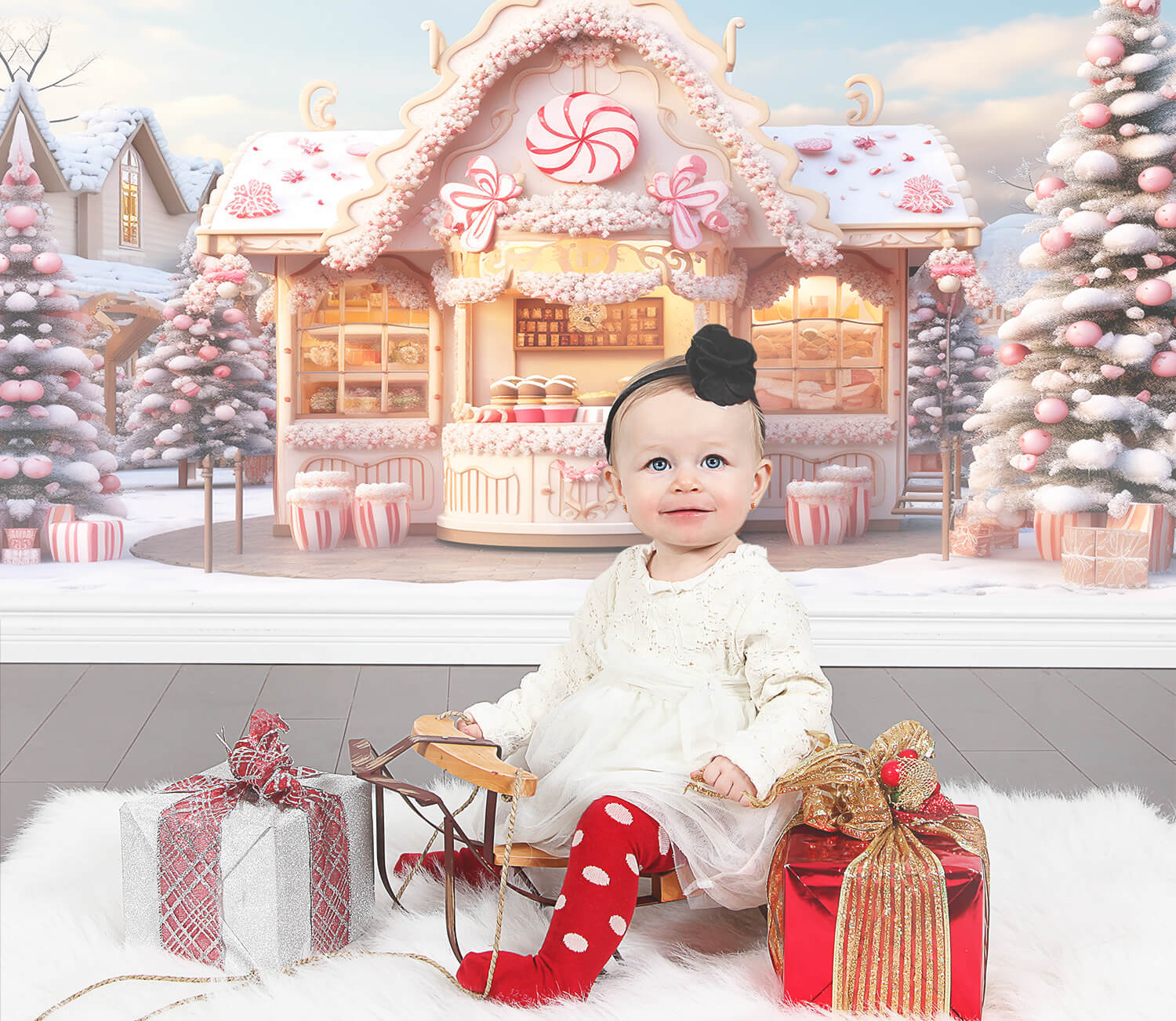 Toile de Fond Arbre de Noël de Maison de Monde en Bonbons M9-63