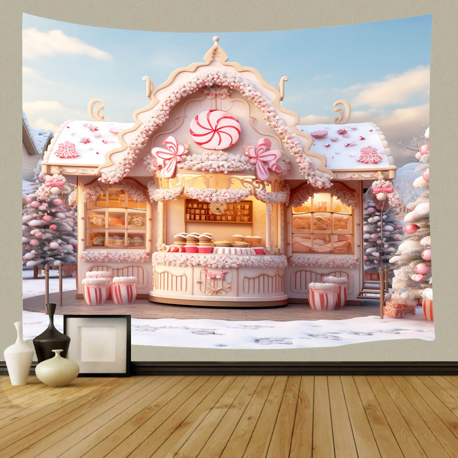 Toile de Fond Arbre de Noël de Maison de Monde en Bonbons M9-63